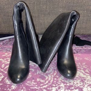 Midi Leg Leather Heel Boots Size 8